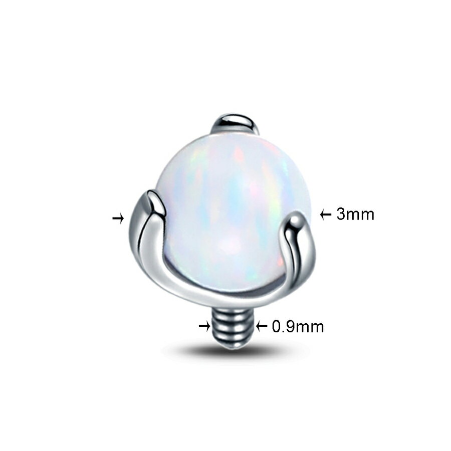 [16G用 内ネジ用 ボディピアス キャッチ] 3本爪チタンインターナル用オパールボールキャッチ 16ゲージ用 チタングレード23 G23 逆ネジ バーベル ラブレット ダーマルアンカー サーフェイス ボディーピアス メンズ レディース ニッケルフリー 丸型 止め 留め 銀色 シルバー