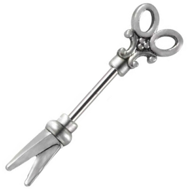 [20G ヘリックス ボディピアス] シザーズストレートバーベル 軟骨ピアス 20ゲージ ボディーピアス はさみ ハサミ 鋏 美容師 裁縫 メンズ レディース シルバー 銀色 男子 女子 プレゼント トラガス ダイス ロック ルーク コンク 軟骨 ファッションピアス 0.8mm 細い ネジ