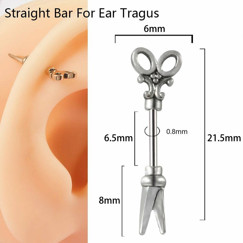 [20G ヘリックス ボディピアス] シザーズストレートバーベル 軟骨ピアス 20ゲージ ボディーピアス はさ..