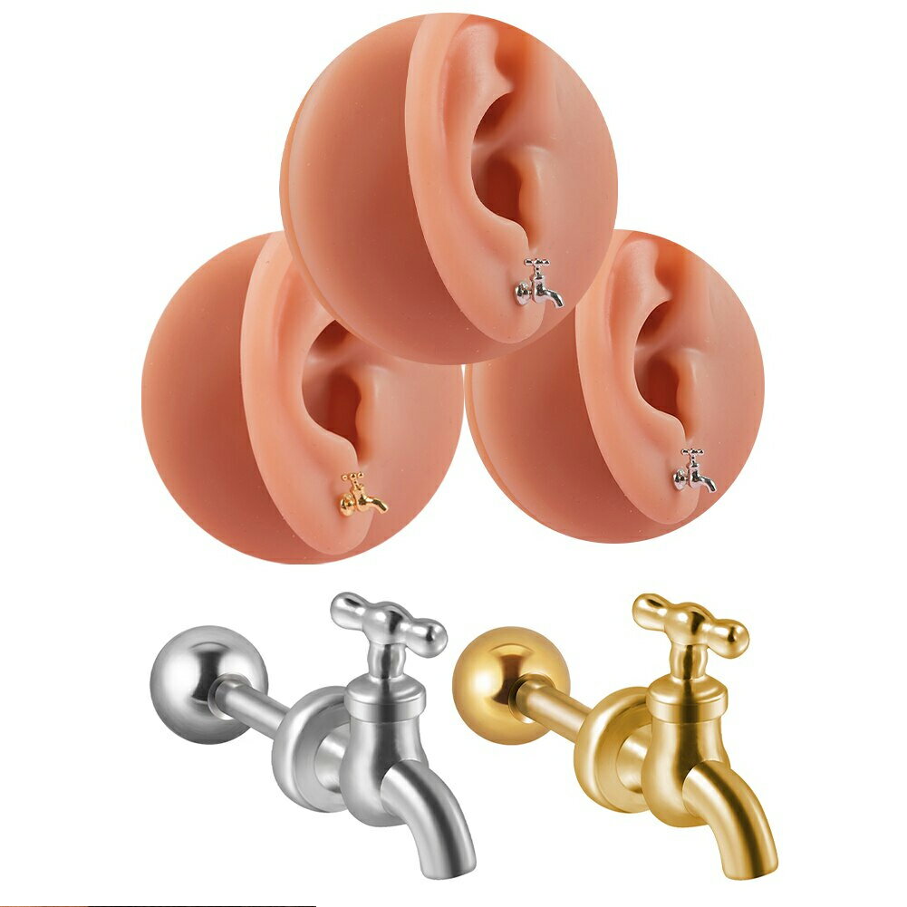 [16G 20G ボディピアス ストレートバーベル] 水道の蛇口 ボディーピアス 1個販売 メンズ レディース シルバー 銀色 ゴールド 金色 男子 女子 プレゼント トラガス ダイス ロック ルーク コンク 軟骨 ファッションピアス 0.8mm 1.2mm 細い ネジ 20ゲージ 16ゲージ ステンレス