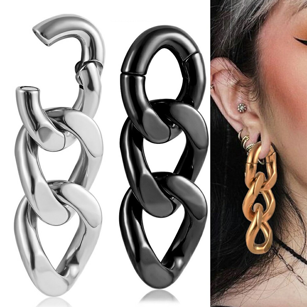 [ 4G ステンレス リング型 ]喜平チェーン型マグネットクリッカー ボディピアス 4ゲージ 4g ヒンジ付き ..