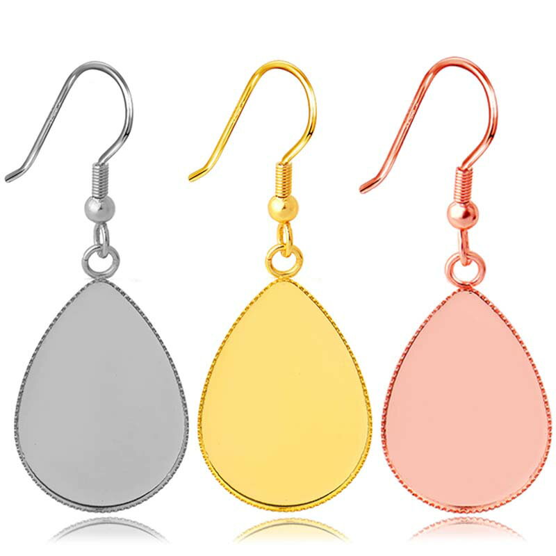 [25mmx18mm用 17mmx12mm用] ティアードロップ型ミール皿ステンレスフックパーツ 1個販売 ステンレスピアスパーツ 20G 20ゲージ 20g DIY用 カボーション カボション ガラス メンズ レディース 金具 U字型フック 釣り針 釣針 金具 部品 涙型 滴型 シズク型 クラフト 手作り