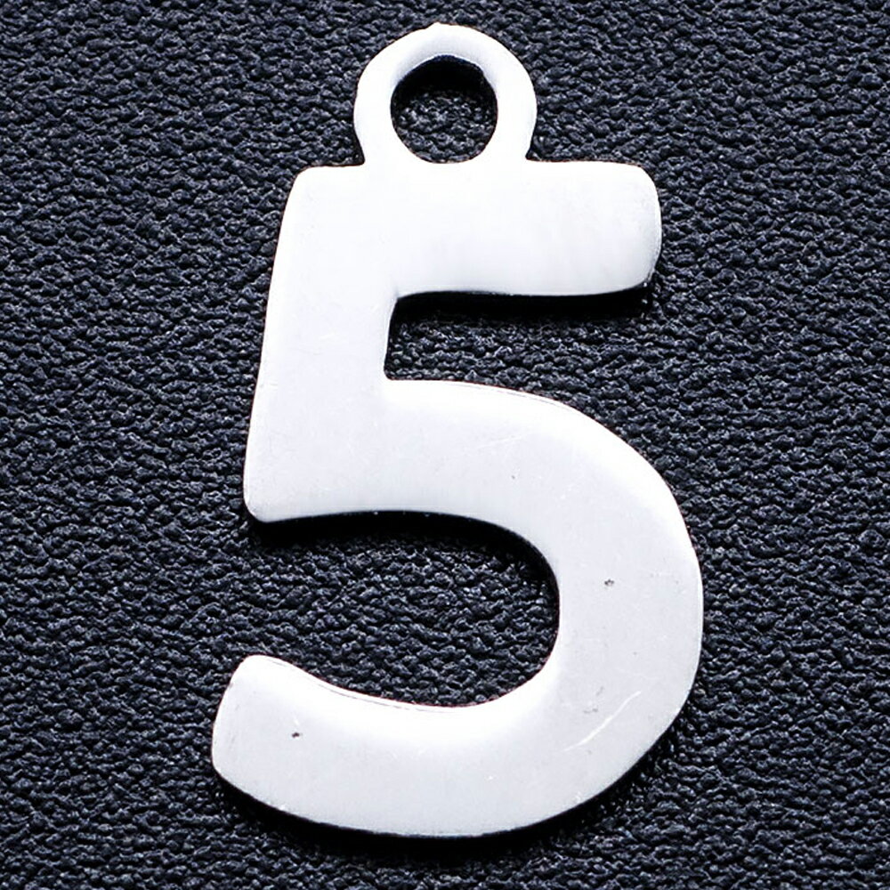 数字 5 ステンレスパーツ/1個販売 ナンバー サージカルステンレス316L製 銀色 シルバー 人気 ペンダント トップ パーツ ピアス アクセサリー チャーム...