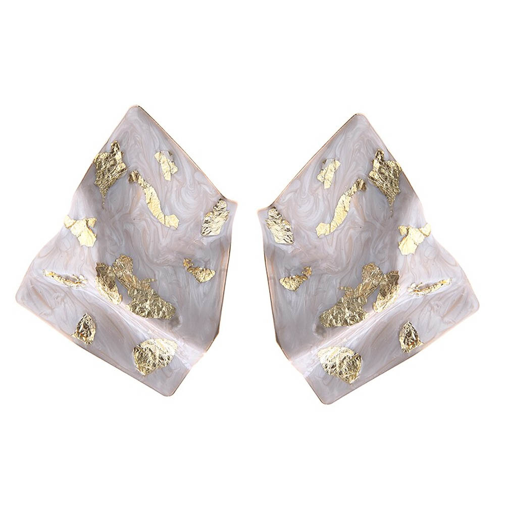 화이트 마블 골드 하크 패션 피어싱 1쌍 큰 반짝반짝 여성 입학식 졸업식 파티 쥬얼리 발표회 양귀 20G 20게이지 여성 웨딩 브라이들 선물 지르코니아 흔들리는 금박풍 입체 3D 대리석풍