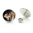14mm カボションピアス (女神のハーモニー) 1ペア 神様 ビーナス 天使 エンジェル ヴィーナス キューピッド 絵画 丸型 丸い カボーション 20G 2...