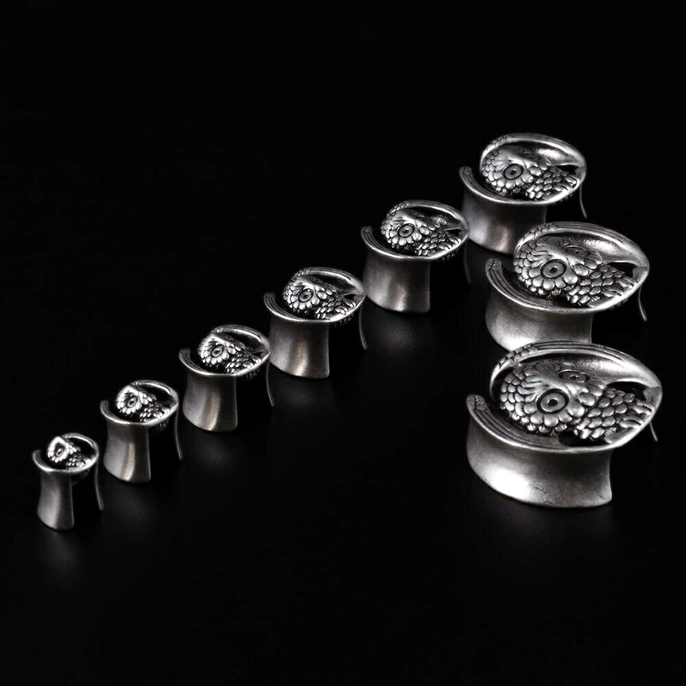 [0G 00G 12mm ボディーピアス] デビルオウルダブルフレア ボディピアス 1個販売 ふ...