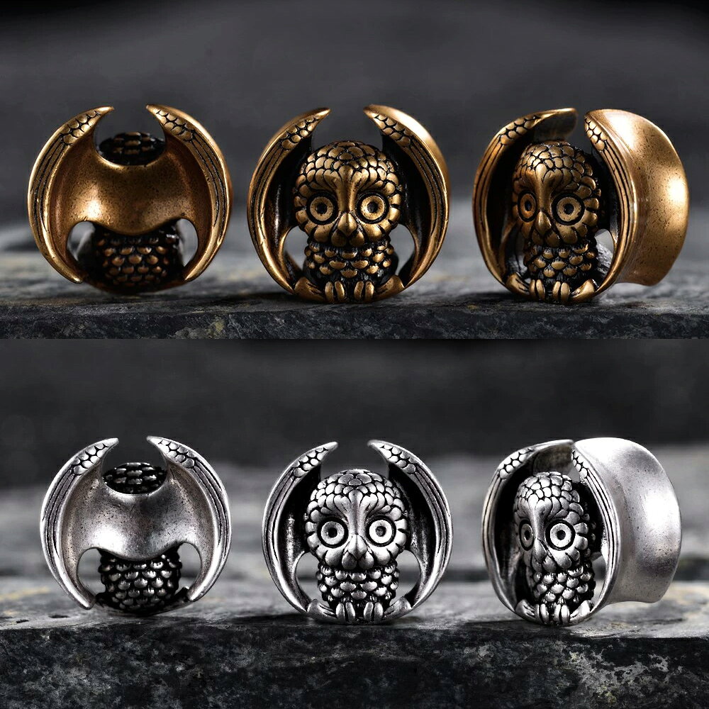 [0G 00G 12mm ボディーピアス] デビルオウルダブルフレア ボディピアス 1個販売 ふ...