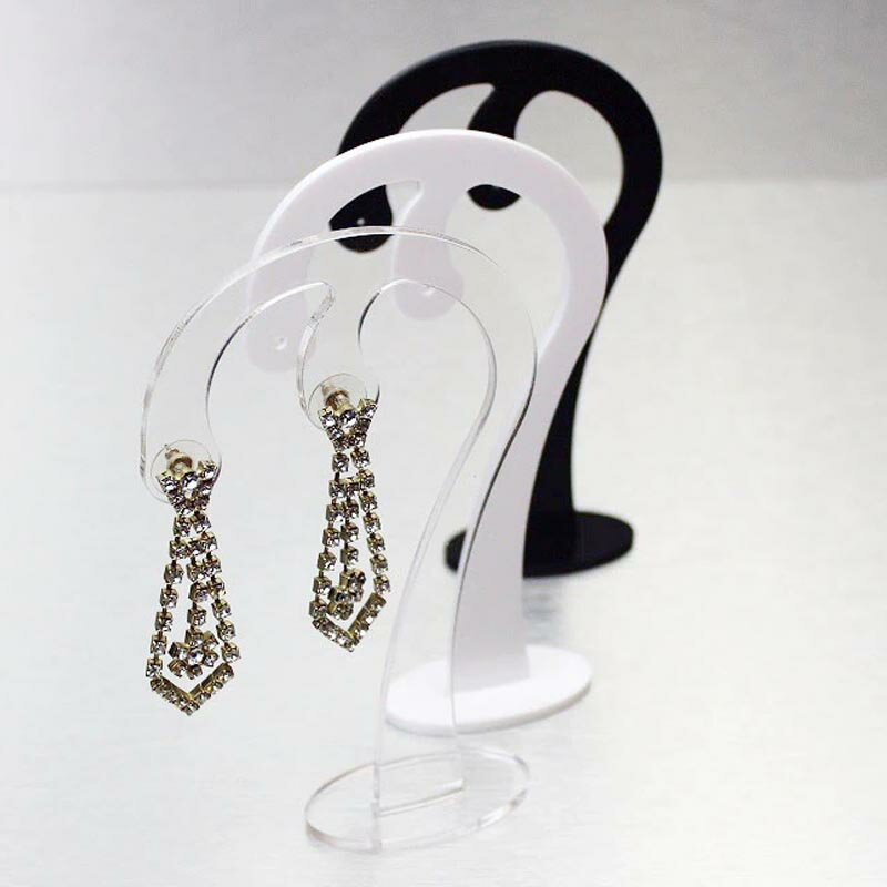 組み立て式 わらび型 2ホール アクリルピアススタンド 1個販売 ショーケース 透明 クリア 白色 ホワイト 黒色 ブラック ぜんまい ワラビ 蕨 ゼンマイ プ...