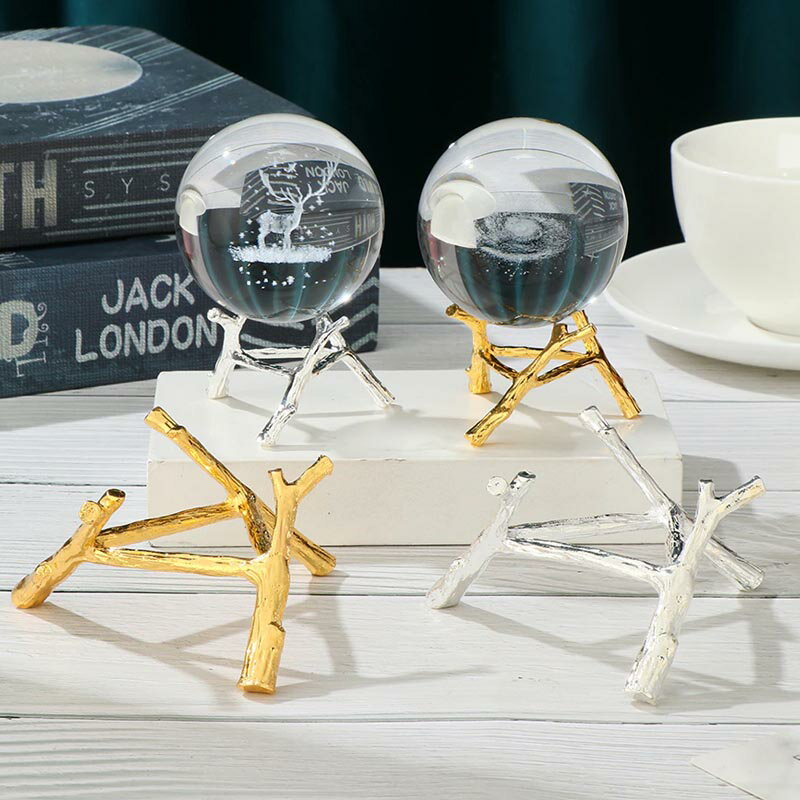 キャンプファイヤー風 メタル製 ジェムストーン クリスタルボール ベーススタンド 1個販売 ディスプレイ 金色 ゴールド 銀色 シルバー 枝 牧 木材風 ウッド...