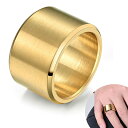 ワイドマッドゴールドステンレスリング(PRB380) サイズ/15号/18号/21号/23号/28号/30号 金色 金メッキ シンプル プレーン 指輪 サージカ...