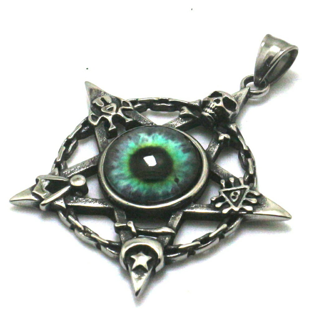 スカルスターグリーンアイペンダントトップ 1個販売 メンズ レディース 男性 女性 ネックレスパーツ サージカルステンレス316L おしゃれ プレゼント ギフト...