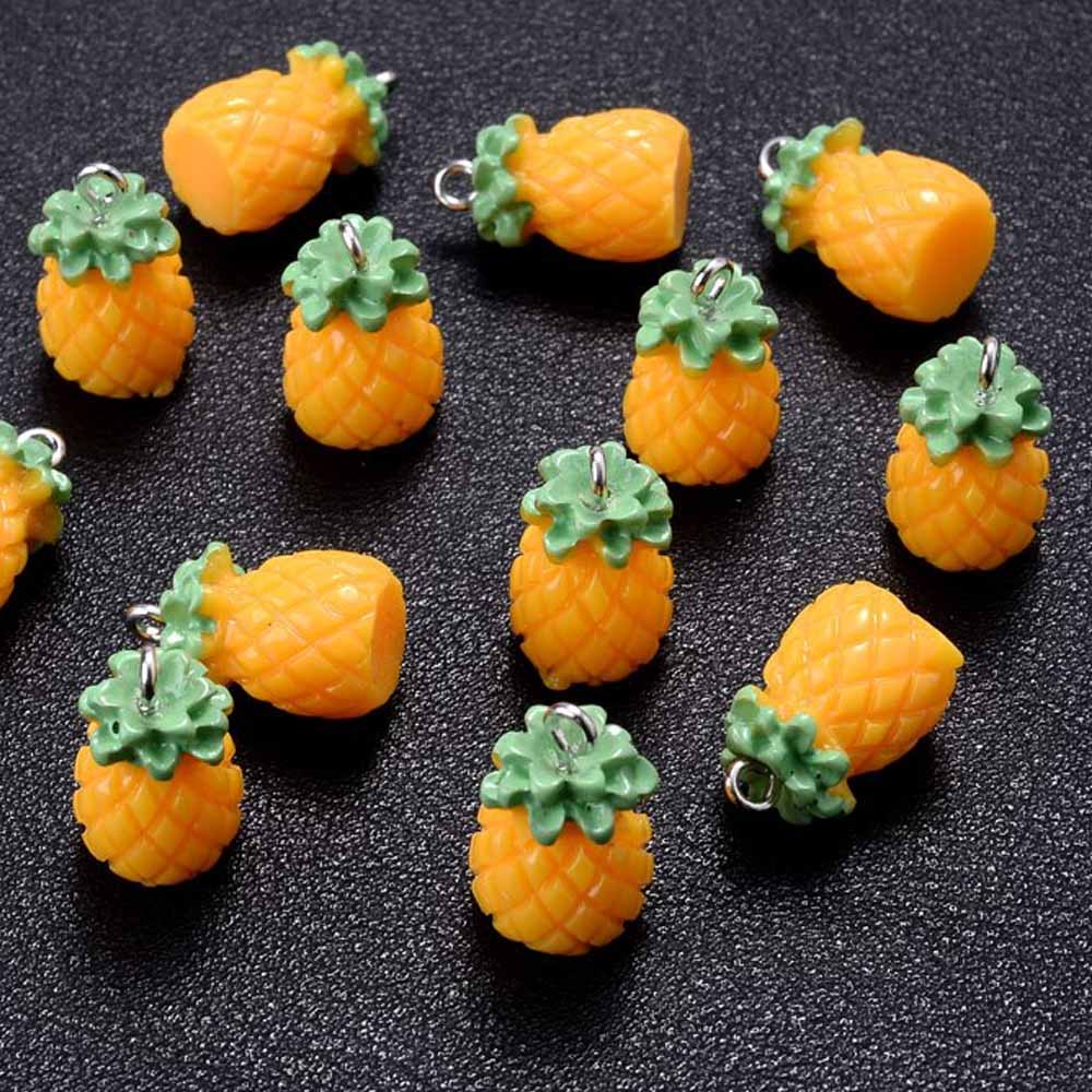 パイナップル アクリルパーツ/1個販売 DIY クラフトパーツ 面白い プラスティック 食品サンプル 部品 ハンドメイド 3D 立体 ピアス イヤリング デコレ...