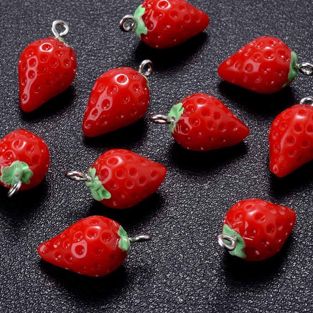 イチゴ アクリルパーツ/1個販売 DIY クラフトパーツ 面白い プラスティック 食品サンプル 部品 ハンドメイド 3D 立体 ピアス イヤリング デコレーショ...