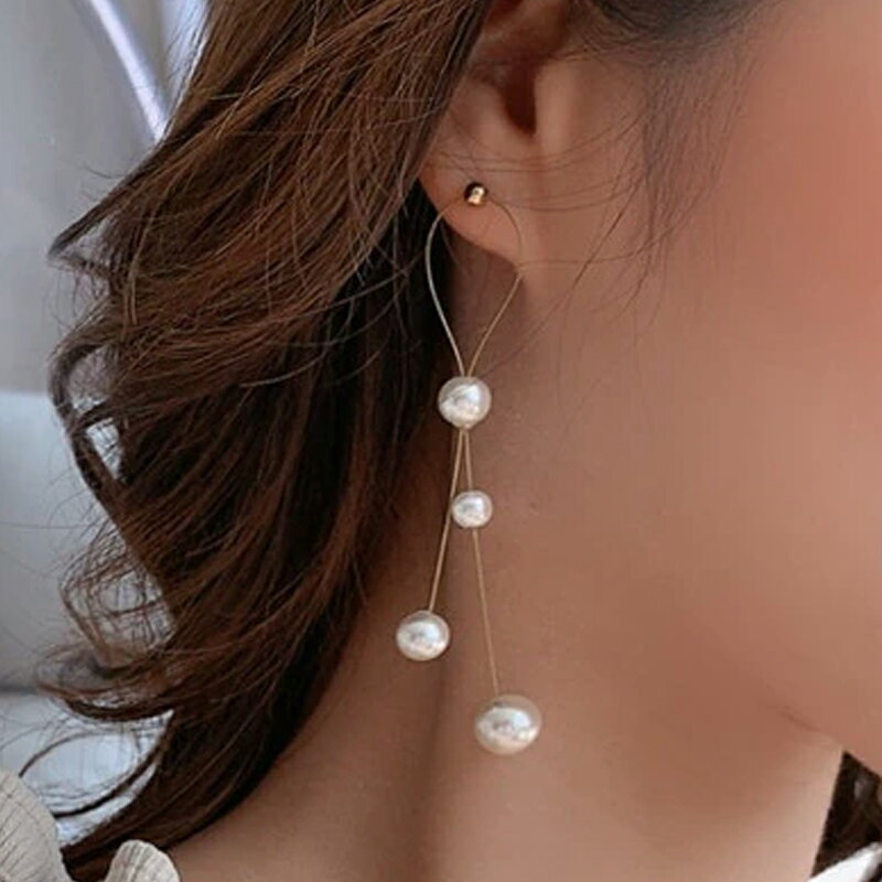 Rakuten - ゴールドスカーフパールピアス 1ペア販売 両耳 イミテーション 真珠 金色 ワイヤー ロープ 4個 4つ レディース 女性 ファッションピアス 20G 20ゲージ ノンホールピアス イヤーカフ はさむ スタッドピアス 女子 母の日 ママ 妻 プレゼント ギフト 贈り物 結婚式 入学式 贈物