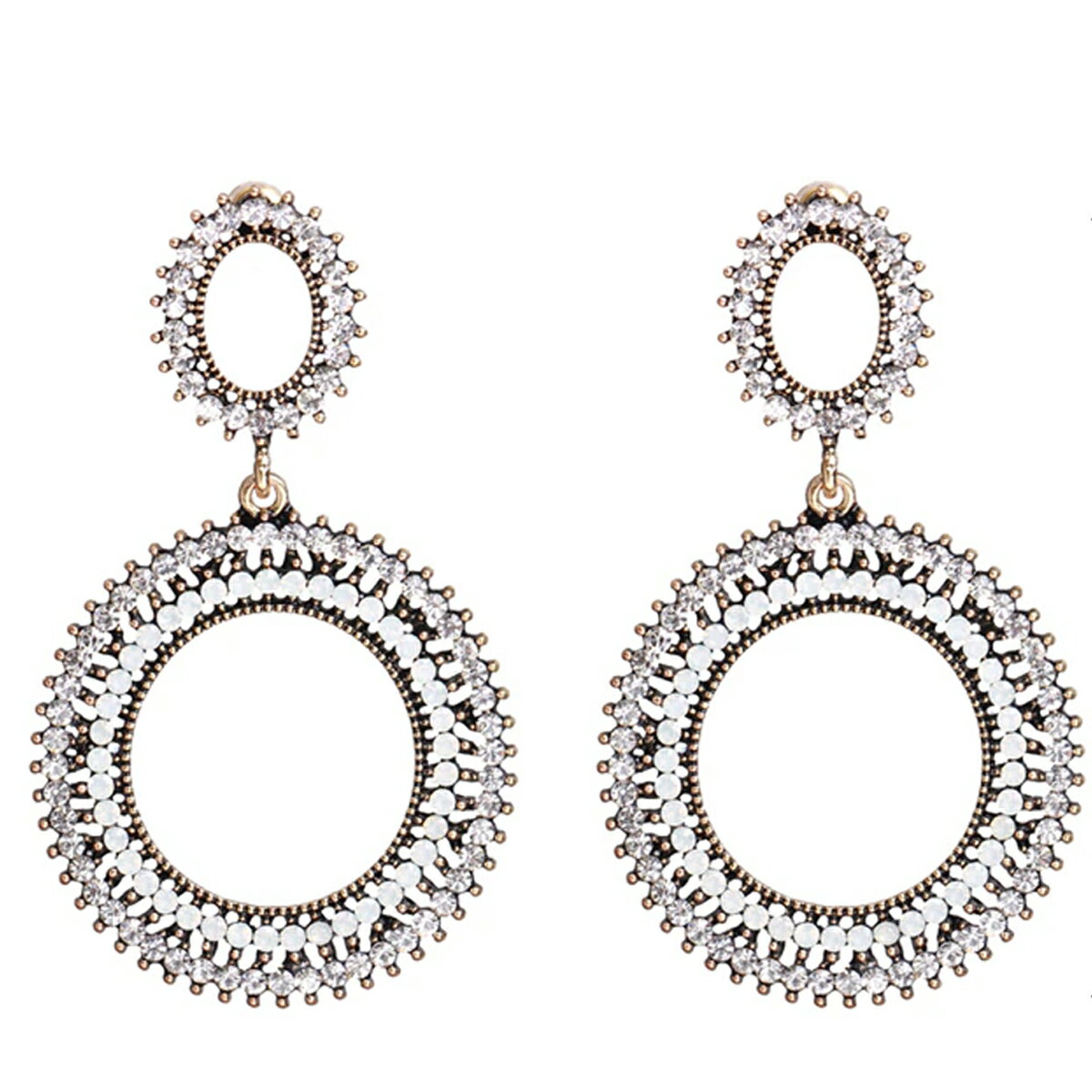 더블링 비쥬 패션 피어스 1 페어 크리스탈 쥬얼 돌 첨부 스톤 큰 반짝반짝 여성 입학식 졸업식 파티 쥬얼리 발표회 양귀 20 G 20 게이지 여성 웨딩 브라이들 선물식 큰 흔들리는 지르코니아 입