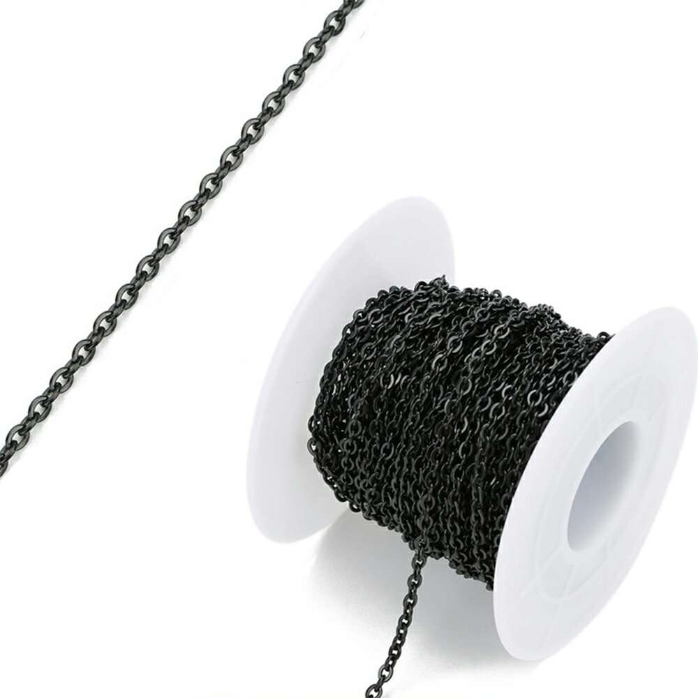 3mmブラックフラットアズキステンレスチェーン 10cm単位 DIY ブレスレット アンクレット パーツ 量り売り ネックレス チョーカー 計り売り 手作り ハ...