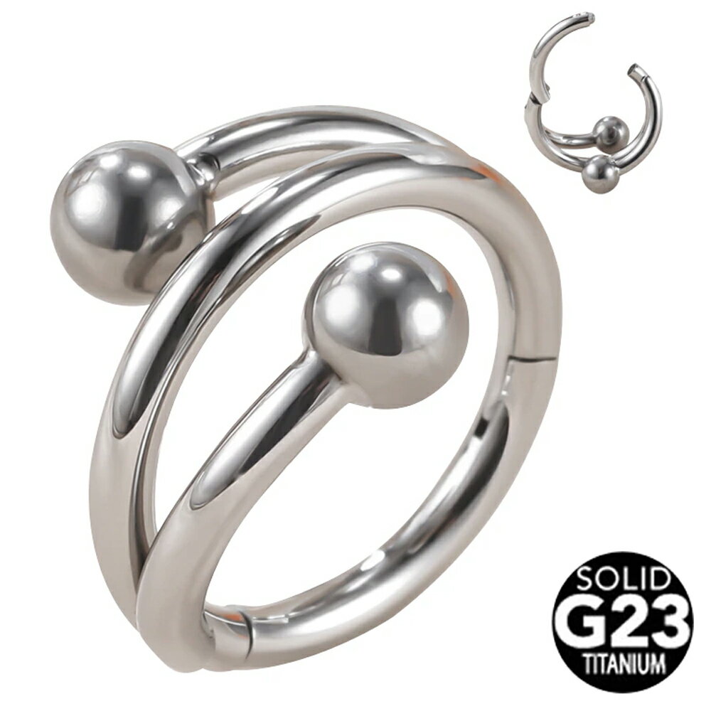 [16G チタングレード23 ボディピアス] G23チタン製スパイラルクリッカー（ボール）...