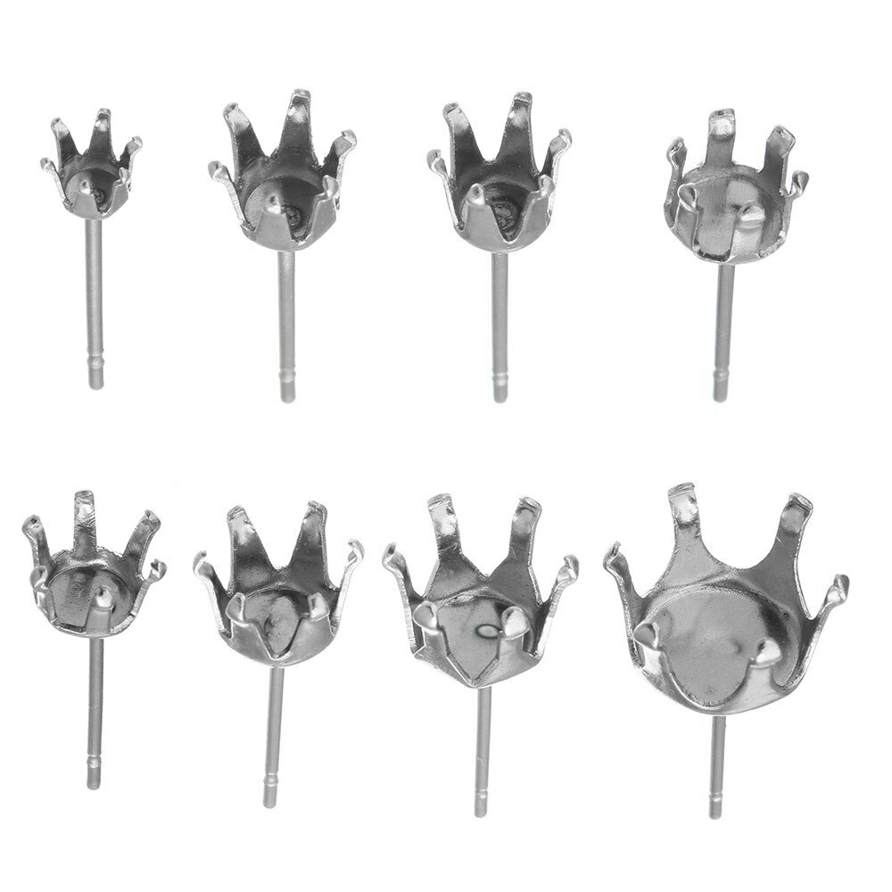 DIY 6本爪 ステンレスピアスポスト 10個セット ステンレス304 手作り ハンドメイド ストーン ルース 裸石 ジュエル クリスタル ジルコニア メンズ ...