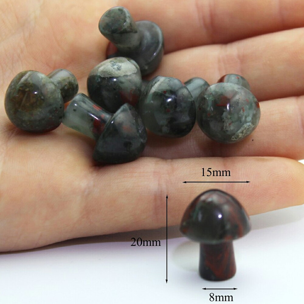 [0G 8mm 天然石 ボディーピアス] マッシュルーム天然石プラグ(アフリカブラッドス...