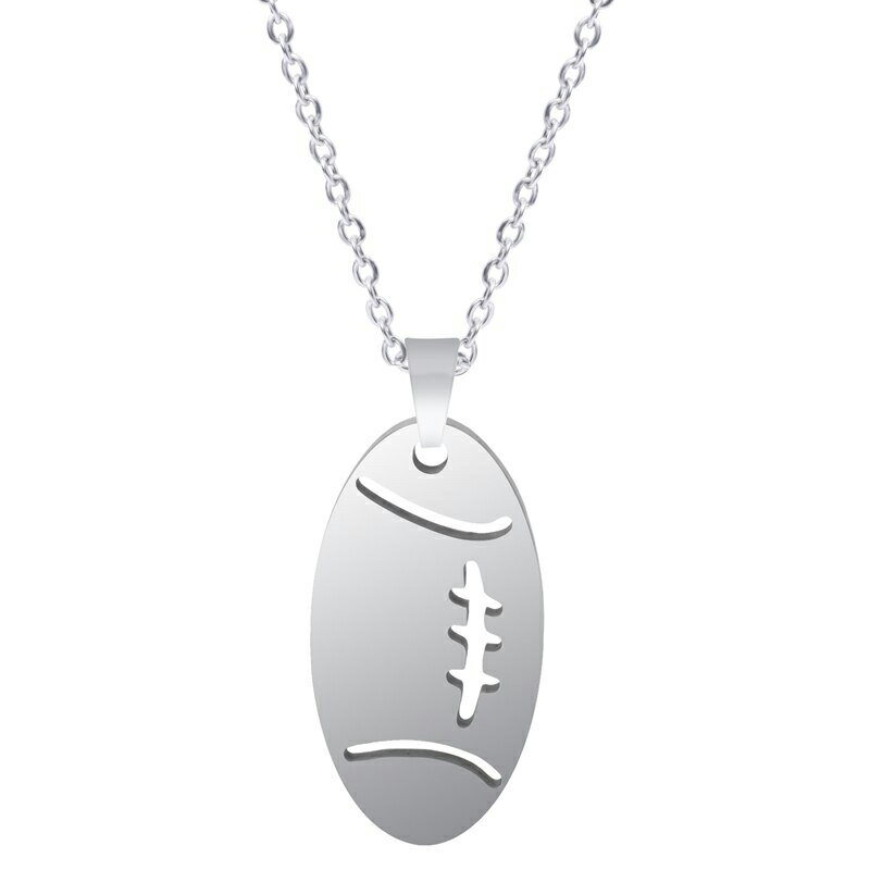ラグビーボールステンレスネックレス(50cmのステンレスチェーン付き) アズキネックレスチェーンつき ペンダントトップ サージカルステンレス316L メンズ レディース チョーカー スポーツ 男子 女子 ギフト 部活 クラブ アメリカンフットボール アメフト ラガーマン