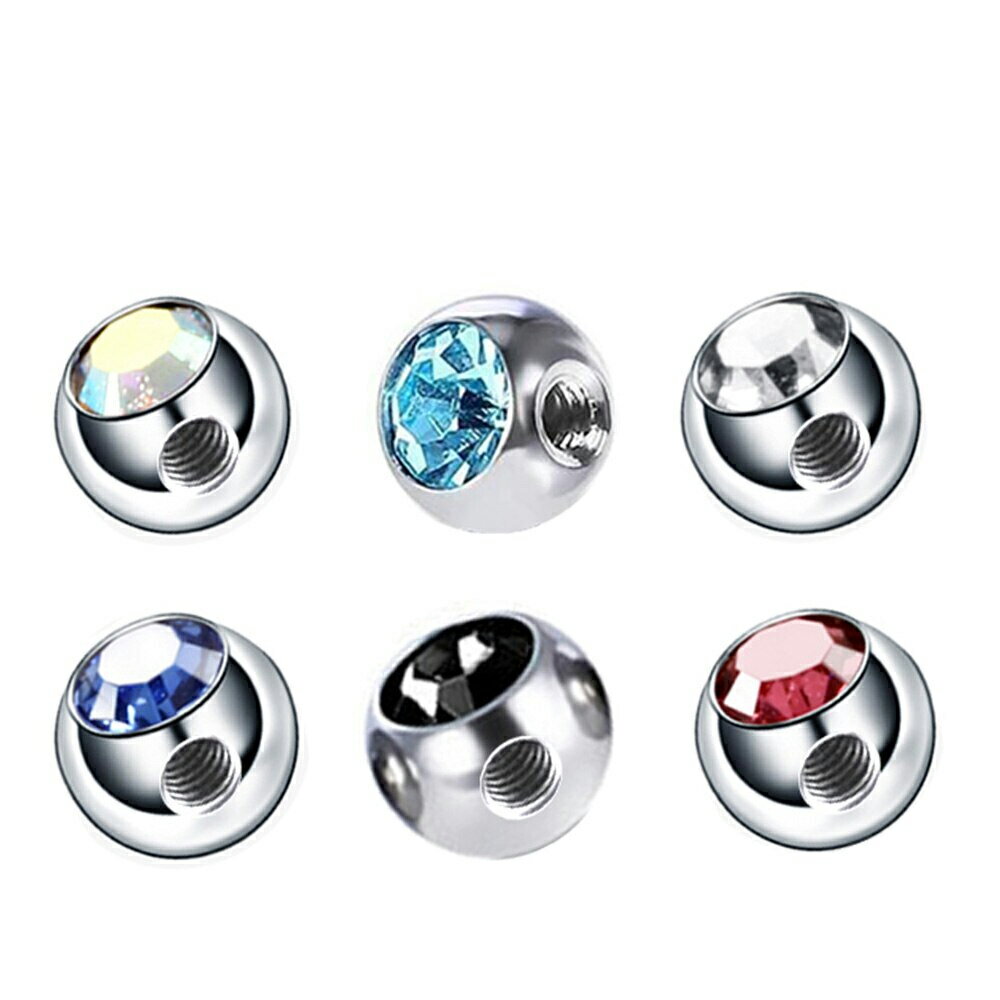 [16G用 ボディピアス キャッチ] サイドジュエルネジ式 ボールキャッチ 1個販売 16ゲージ ネジボール パーツ サージカルステンレス316L ネジタイプ バーベル用 サーキュラー用 ラブレット用 へそピアス用 ボディーピアス キュービックジルコニア キラキラ ストーン 石付き