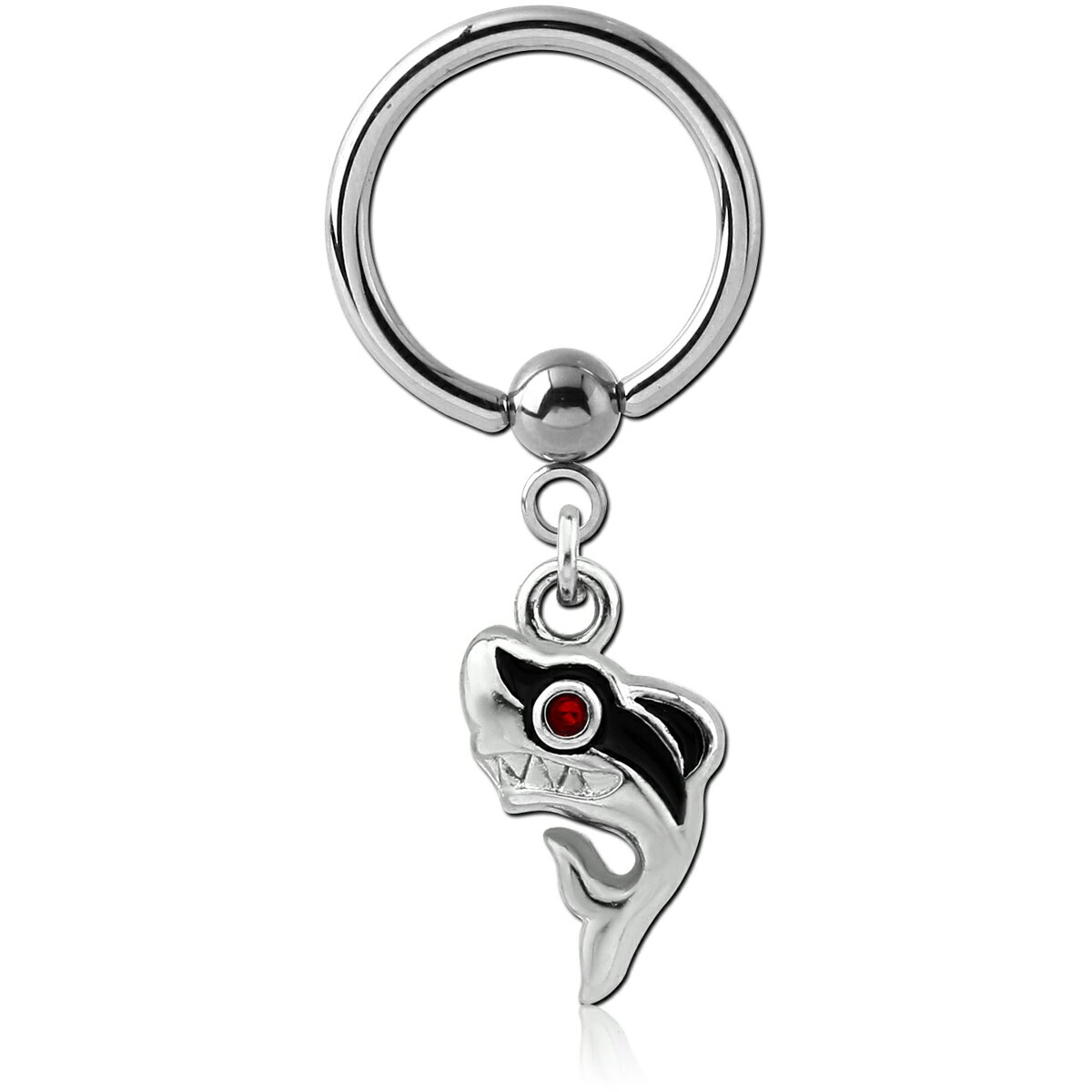 [16ゲージ ボディピアス] 鮫チャームCBRボディピアス 16G サージカルステンレス316L メンズ レディース さめ サメ シャーク リング型 プレゼント セプタム 耳 乳首 ニップル オービタル ヘリックス 面白い ユニーク クリスマス おもしろい 揺れる おしゃれ プレゼント