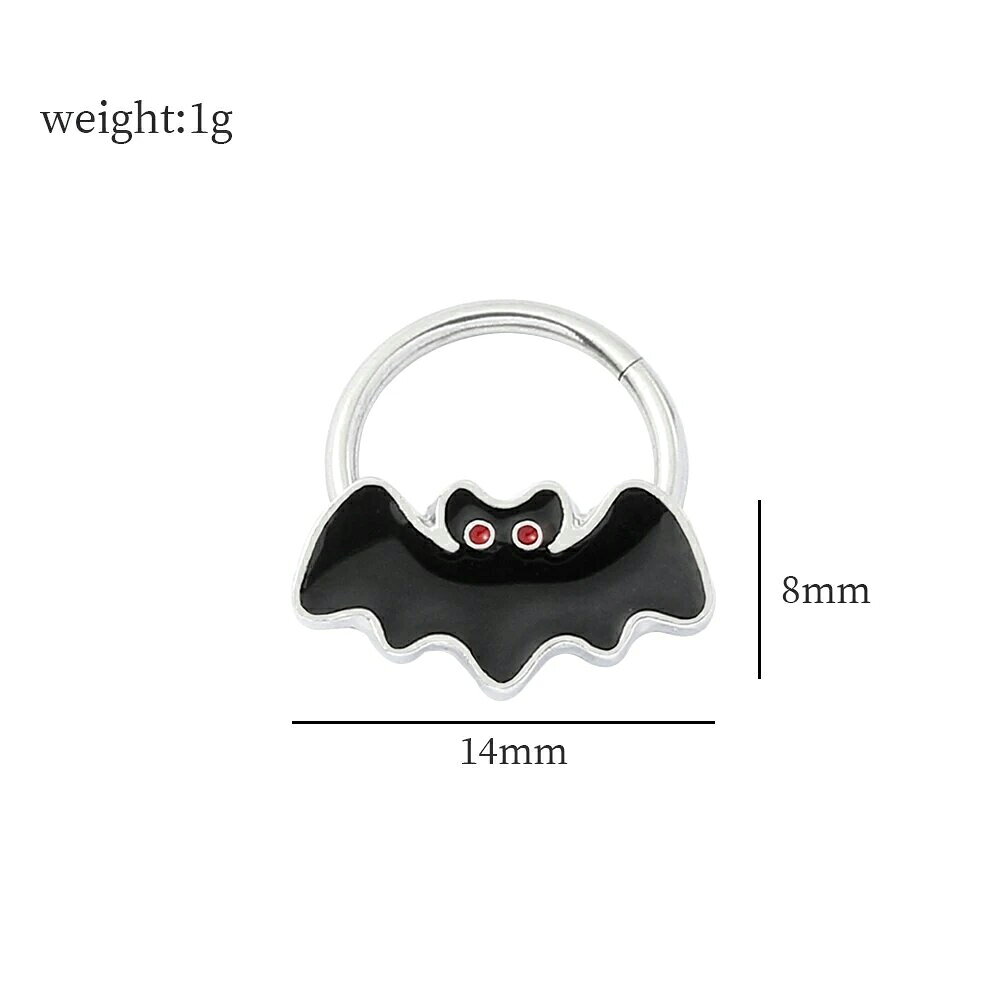 [ 16G リング型 ボディピアス] バンパイア クリッカー ステンレス セグメント 16ゲージ ボディーピアス 蝙蝠 こうもり コウモリ 吸血鬼 バット ドラキュラ おもしろい 面白い 鼻ピアス セプタム メンズ レディース 軟骨 ヘリックス 耳 シームレス ワンタッチ ヒンジ付き