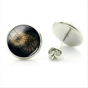 14mm カボションピアス (花火) 1ペア 両耳 夏祭り 浴衣 年末 年始 イベント パレード 花火大会 デート 打ち上げ花火 夏休み アウトドア 丸型 丸い...