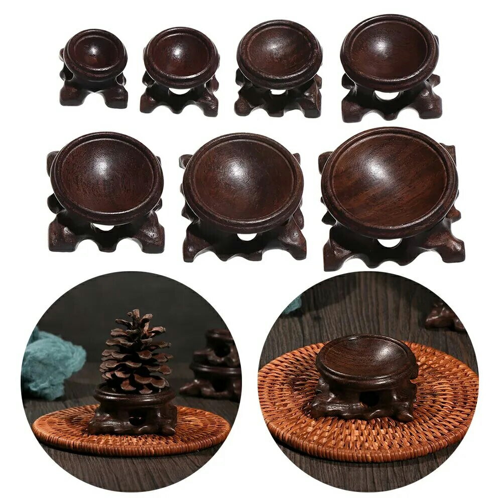 ダークブラウンウッド ジェムストーン クリスタルボール ベーススタンド 1個販売 ディスプレイ 茶色 木材 樹木 店舗用 撮影用 ショップ インテリア 写真用 ...