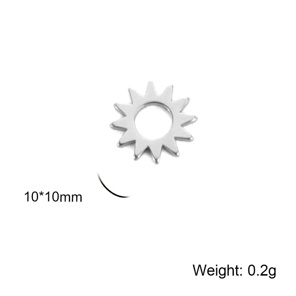 [ No.1 ]スモールステンレスチャームパーツ（サンフレア）1個販売 太陽 ギア ギザギザ ペンダントトップ ネックレス ブレスレット アクセサリー ボディピアス イヤリング イヤーカフ メンズ レディース 手作り 作る 製作 修理 部品 クラフト 金具 3