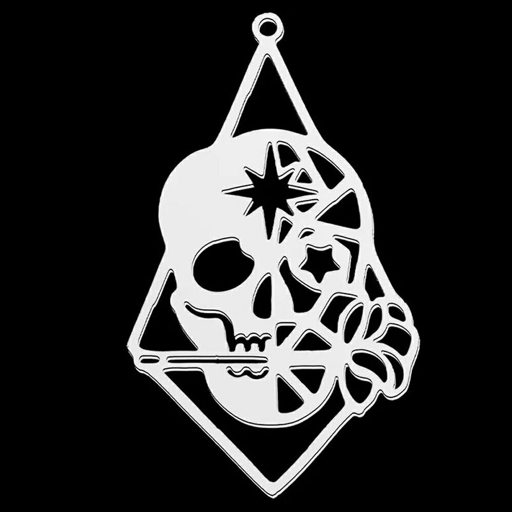 スカルローズステンレスパーツ 1個販売 ドクロ 髑髏 がい骨 ガイコツ 花 薔薇 ばら 骸骨 ひし形 星 ス..