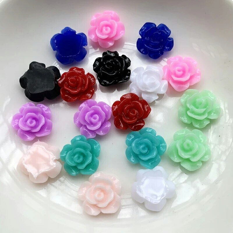 13ミリ ローズアクリルパーツ/1個販売 13mm フラワー バラ 薔薇 花 ピアス チャーム ヘアゴム アクセサ..