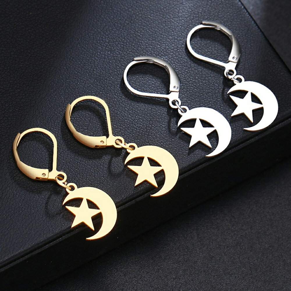 ペンダントチャームフープピアス （ナイトスタームーン） 1ペア販売 20G 20ゲージ リングピアス ワンタッチ 両耳 メンズ レディース ステンレスピアス 金色 ゴールド 銀色 シルバー プレゼント 男性 女性 彼氏 彼女 耳 軟骨 イヤーロブ ヘリックス おしゃれ 揺れる