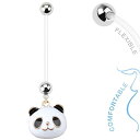 妊婦用へそピアス パンダ 14ゲージ 14G メンズ レディース へそぴあす 臍ピアス ヘソピアス ボディピアス テフロン PTFE 長い 短い 出産祝い ママ 赤ちゃん ベビー プレゼント ギフト 柔らかい ネイブル サージカルステンレス316L ぱんだ アニマル 動物 可愛い エナメル 顔