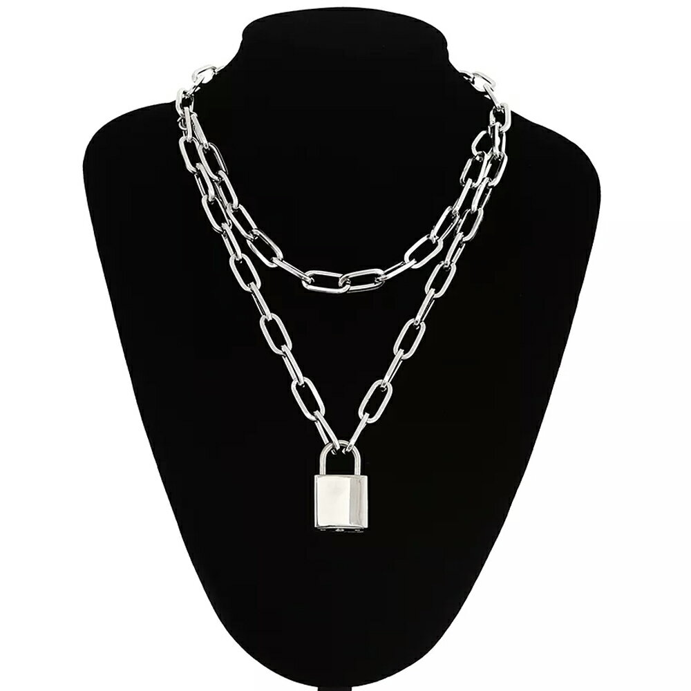 南京錠ダブルチェーン チョーカー ネックレス ...の紹介画像2