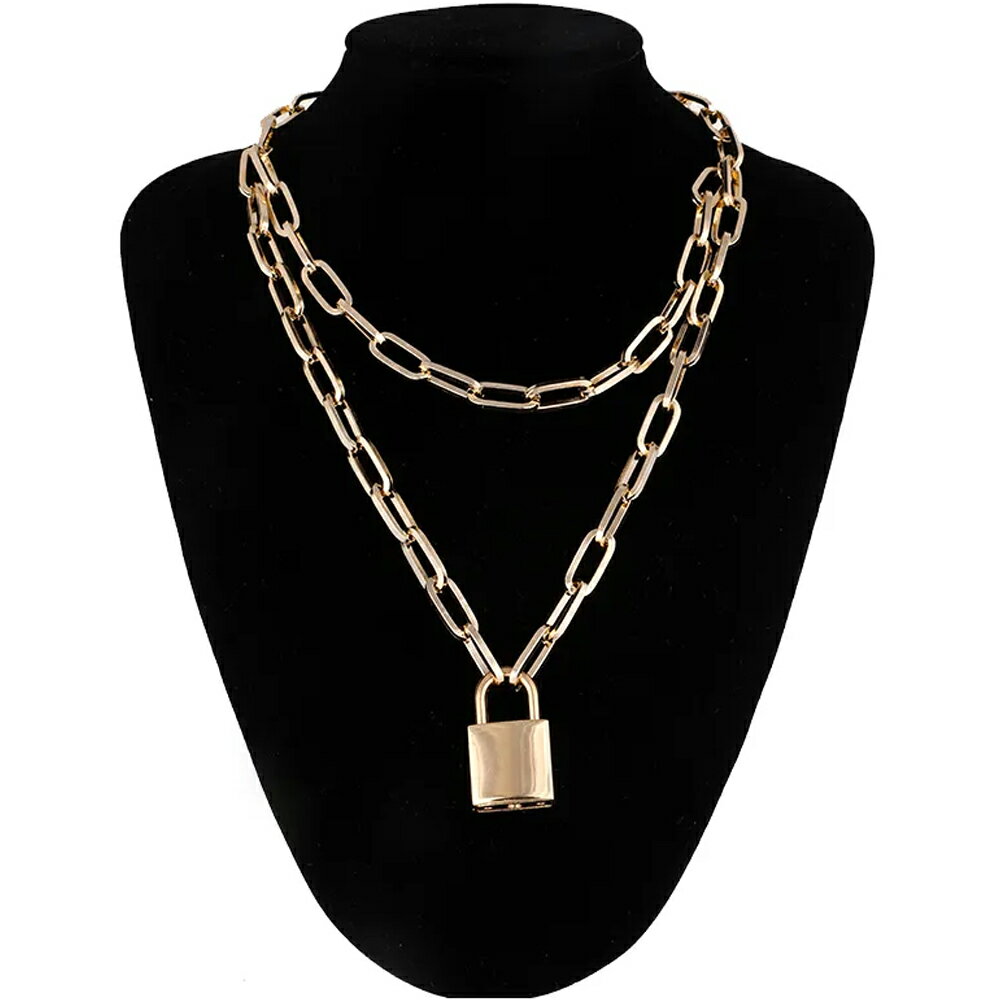 南京錠ダブルチェーン チョーカー ネックレス ...の紹介画像3