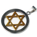 ダビデスターステンレスネックレス/ゴールド (60cmのボールチェーン付き) 鎖 ネックレスチェーンつき ペンダントトップ サージカルステンレス316L メンズ...