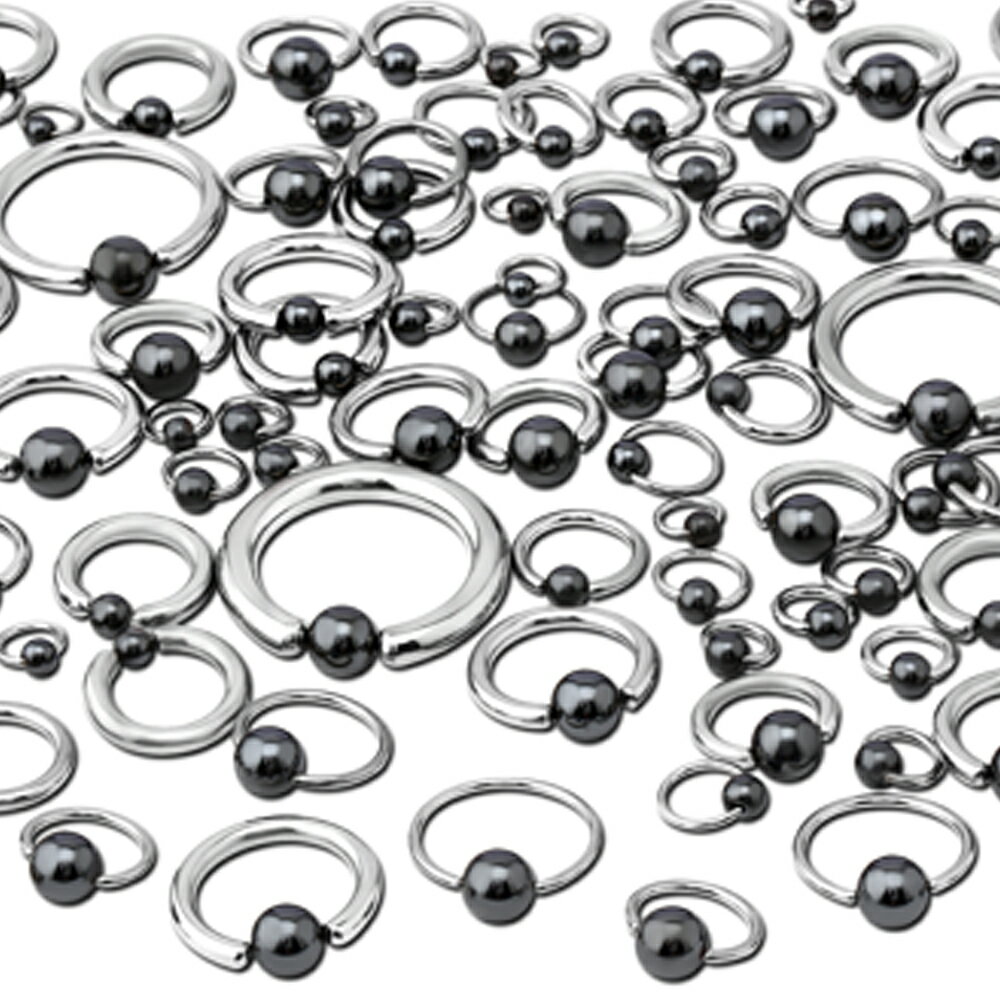 ［16G 高品質 チタングレード23］ チタンキャプティブビーズリング 天然石ヘマタイト ボール ビーズ 16ゲージ 細い チタン製ハイポリッシュ ボディピアス メンズ レディース ニッケルフリー 軟骨 へそピアス ヘリックス トラガス リング型 銀色 内径 大きい 小さい