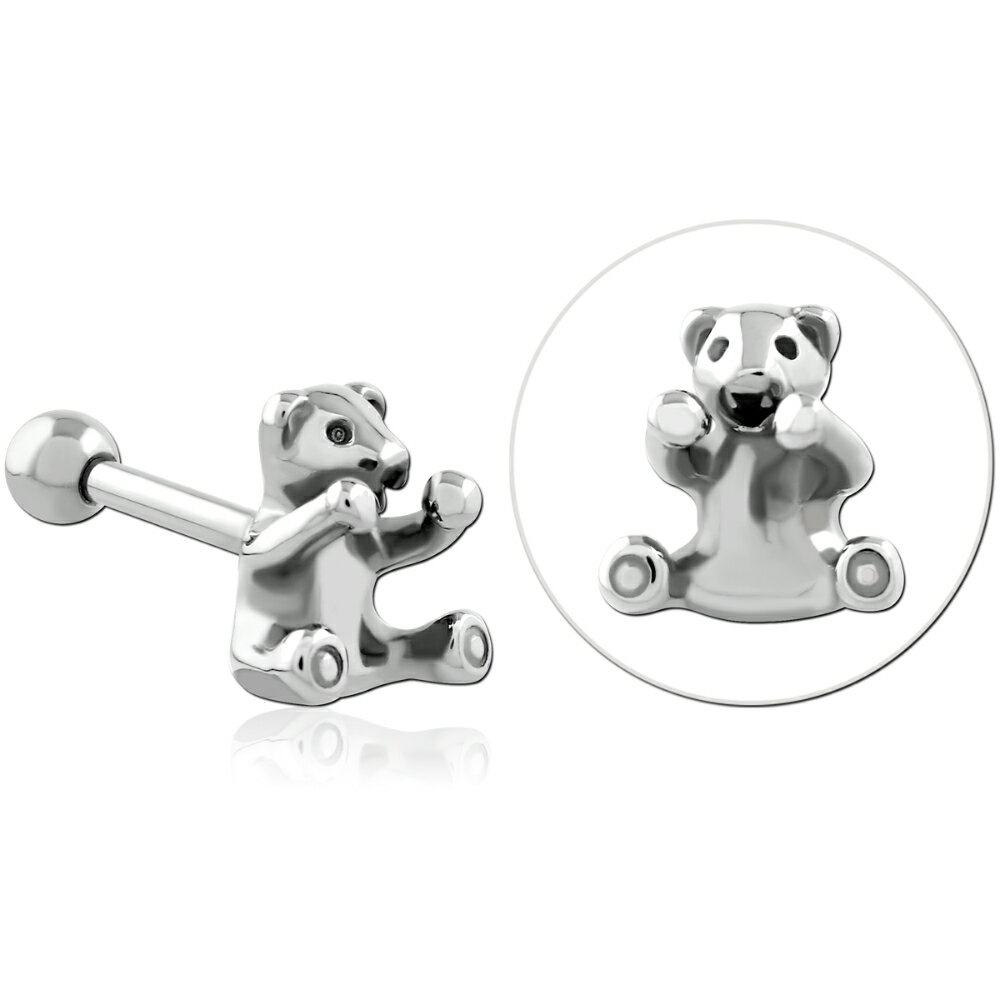 [16g ボディーピアス] クマのぬいぐるみ ストレートバーベル ボディピアス 16G 16ゲージ サージカルス..