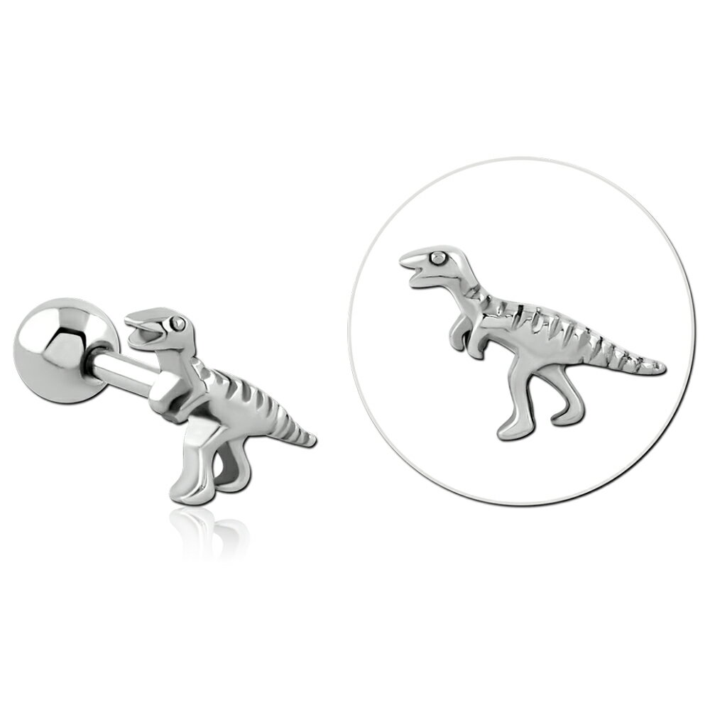 [16g ボディーピアス] 恐竜 ストレートバーベル ボディピアス 16G 16ゲージ サージカルステンレス316L..