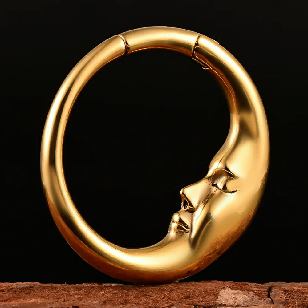 [ 6G リング型 ] ステンレスムーンマグネットクリッカー 1個販売 ボディピアス 6ゲージ 6ga ヒンジ付き..