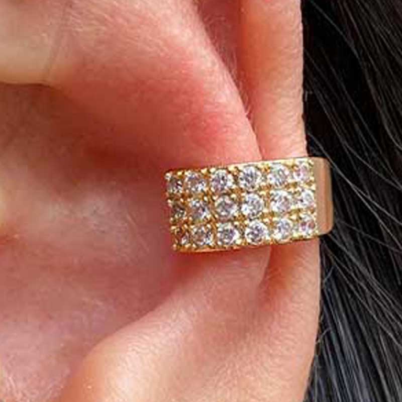 ゴールドガフイヤーカフ 1個販売 ジルコニア メンズ レディース イヤリング 挟む はさむ ノンホールピアス イヤークリップ フェイクピアス 開けない 耳の横 ...