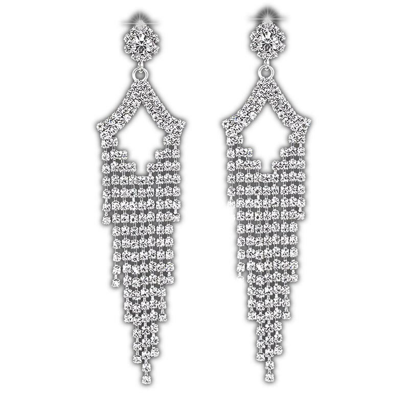 キャノピークリスタルウエディングジュエリーピアス 1ペア シルバー 結婚式 新婦 披露宴 花嫁 衣装 長..