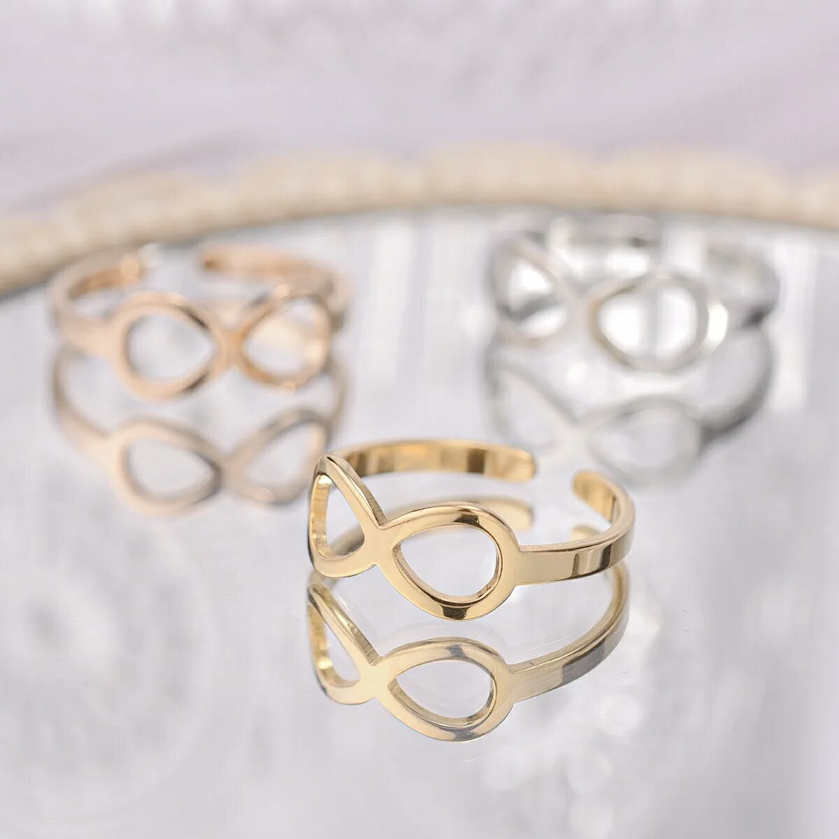 [フリーサイズ ] エタニティー ステンレスリング 1個販売 リングサイズ/13号 ファランジリング トゥリング 指輪 ステンレス製 メンズ レディース 足 ペアリング プレゼント ギフト 結婚 記念日 誕生日 ピンキーリング サイズ調整 トーリング つけっぱなし 永遠 無限 8 ∞ 3