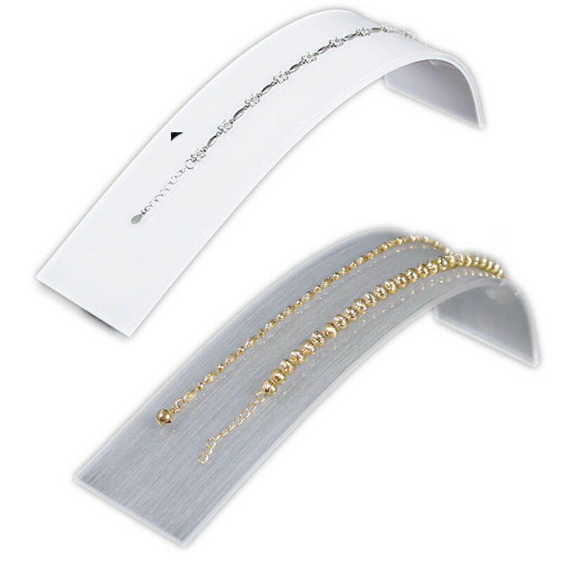 アクリルカーブネックレスブレスレットディスプレイ (幅5cm)1個販売 クリア 透明 ホワイト 白色 チェーン スタンド 時計 ウオッチ 首飾り チョーカー 店...