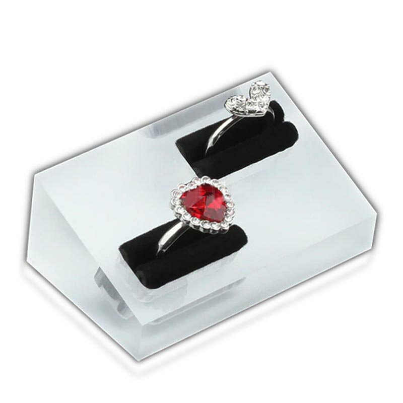 ショーケース用 リングスタンド(ペアリング用) 1個販売 クリア ブラック 透明 黒色 指輪 ディスプレイ 立て アクリル 樹脂 店舗用 撮影用 指輪たて リン...