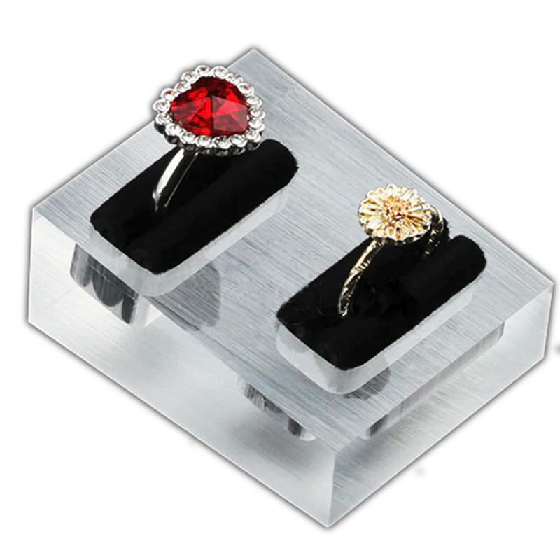ショーケース用 リングスタンド(ペアリング用) 1個販売 クリア ブラック 透明 黒色 指輪 ディスプレイ 立て アクリル 樹脂 店舗用 撮影用 指輪たて リン...