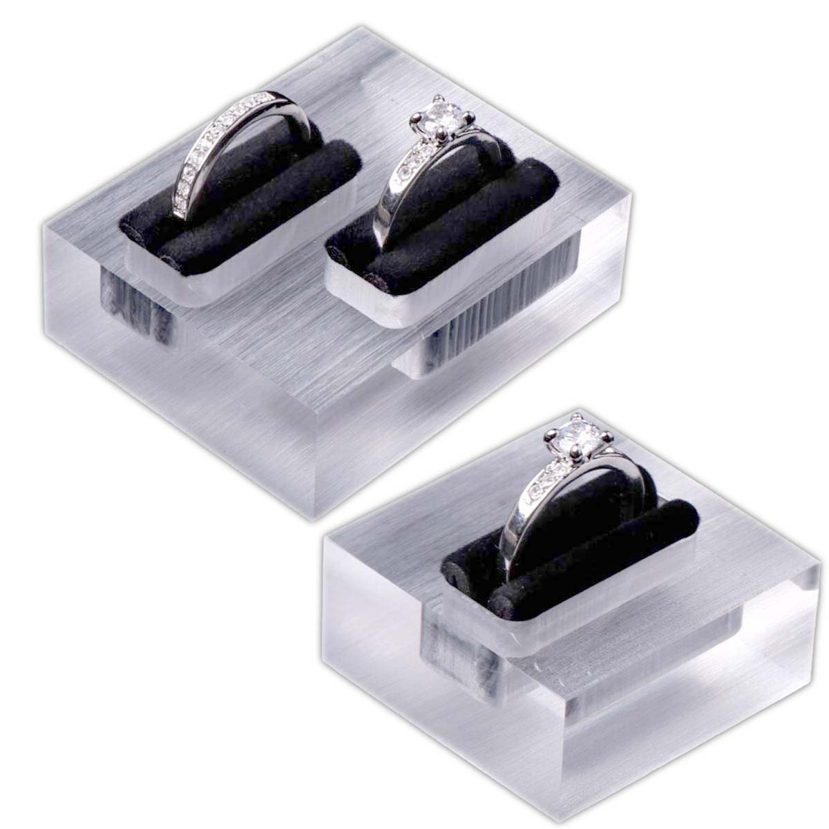 ショーケース用 リングスタンド(ペアリング用/シングル用) 1個販売 クリア ブラック 透明 黒色 指輪 ディスプレイ 立て アクリル 樹脂 店舗用 撮影用 指...