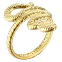 大きなフォルムのヘビをデザインしたスネイクモチーフのステンレス製の指輪を金色にゴールドメッキしたステンレスリング。 蛇（へび）の神秘的なデザインは高級感もある。 サイズが調整できるフリーサイズのステンレスリングに高級感のあるゴールドメッキは...