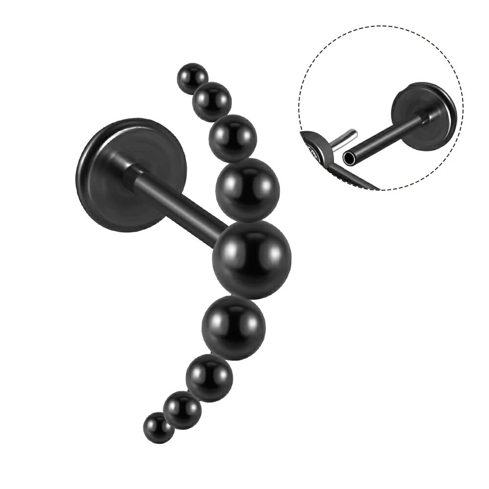 [ 20G 差しこむタイプ ] ダマスク ブラック プッシュピンラブレット スタッド 1個販売 ボディピアス 20ゲージ 0.8mm 20ga サージカルステンレス316L製 黒色 インターナル ネジ無し 螺子無し 太陽 花 フラワー 丸玉 ビーズ 三日月型 ラウンドボール おもしろい
